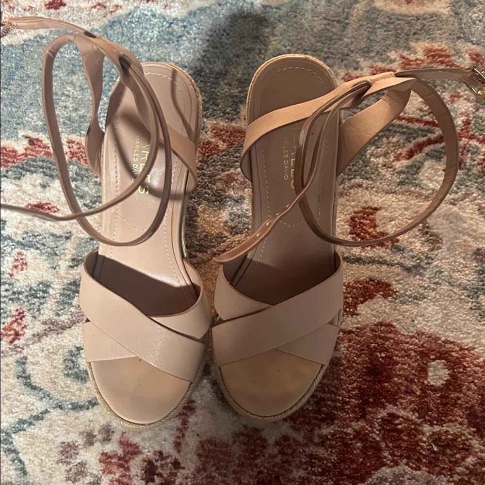 Charles David Nude Strappy Sandals